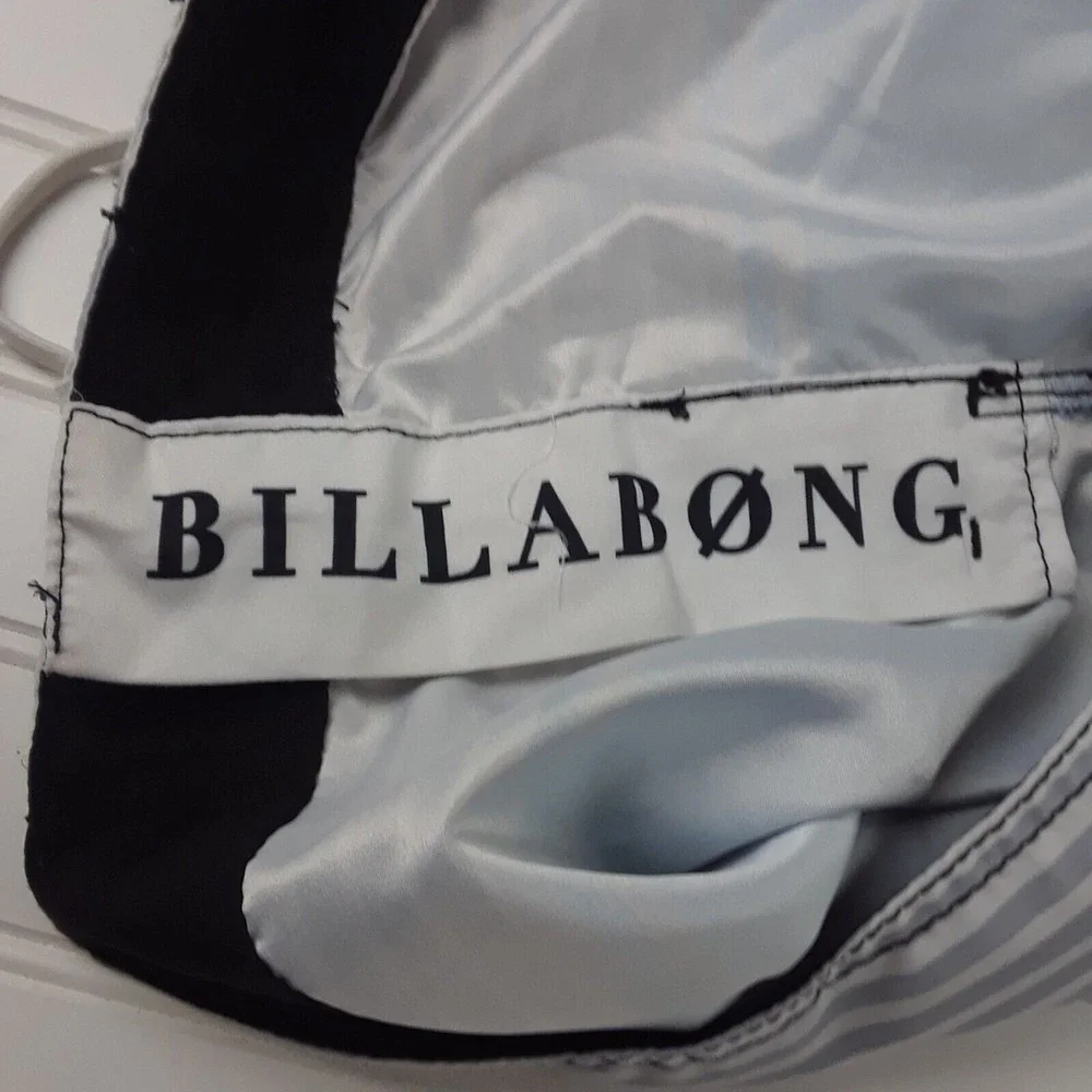 Billabong Shorts Mens 34 Striped Logo Gray Blue White Board Shorts - Picture 9 of 12